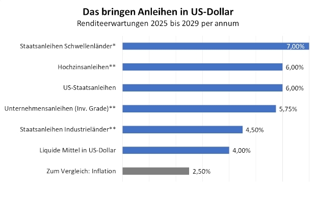 Das bringen Anleihen in US-Dollar