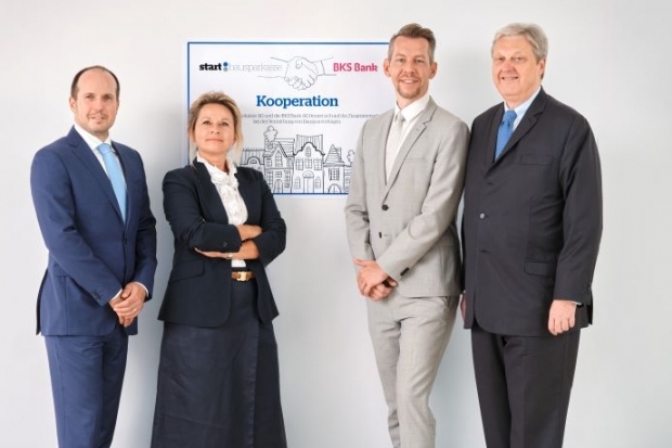 Marcus Kapun (Start Bausparkasse), Alexandra Kugler (Start Bausparkasse), Christian Derler (BKS), Nikolaus Juhász (BKS) (v.l.n.r.) 